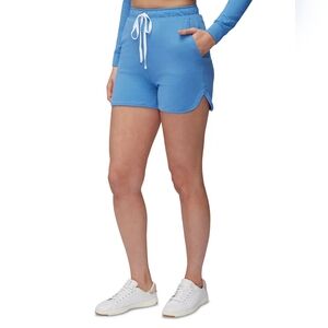 Three Dots Drawstring Waist High Rise Casual Shorts Riviera Blue Lg New